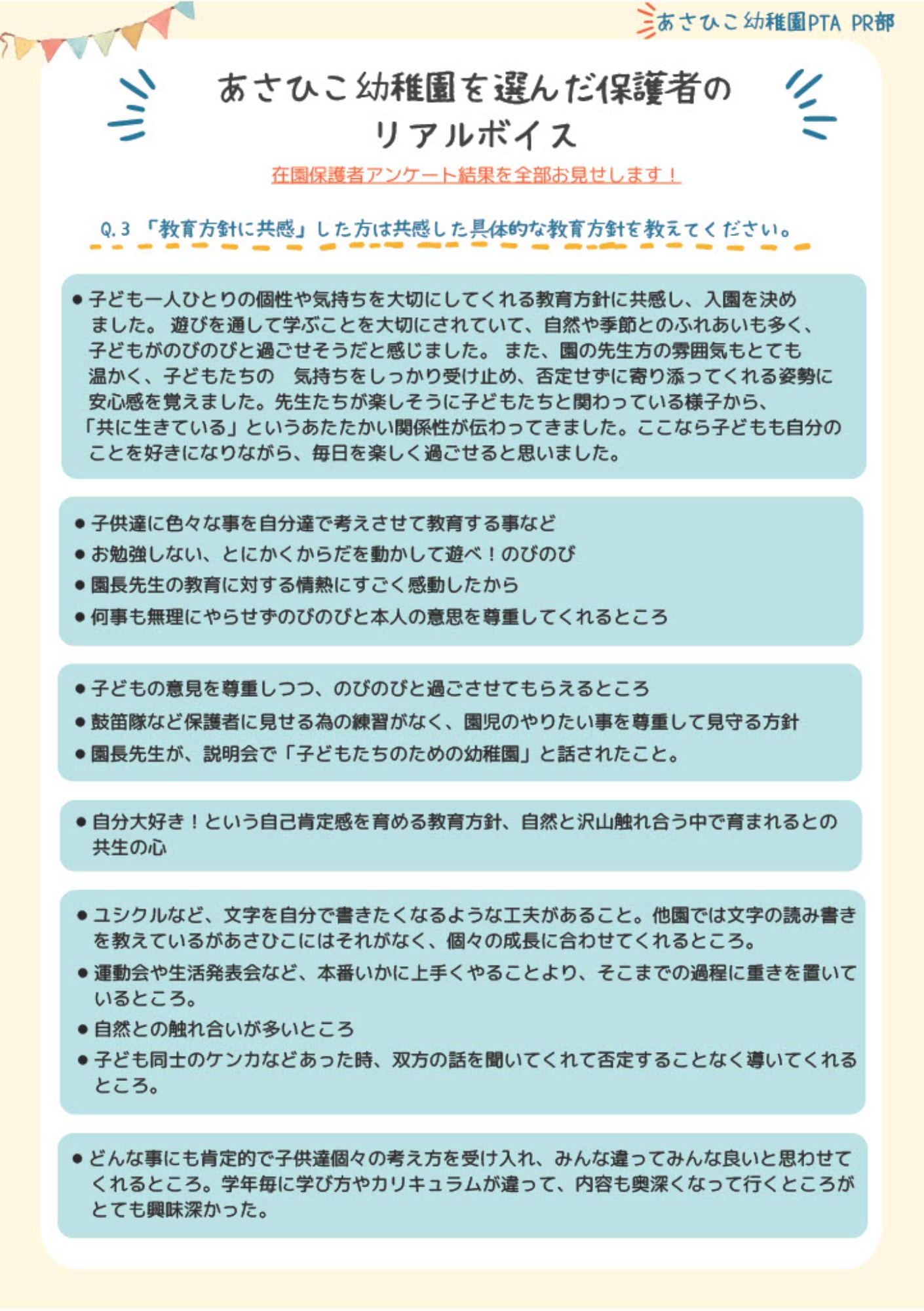 【入園を検討している方へ】PTAさんによる、在園児アンケート結果！